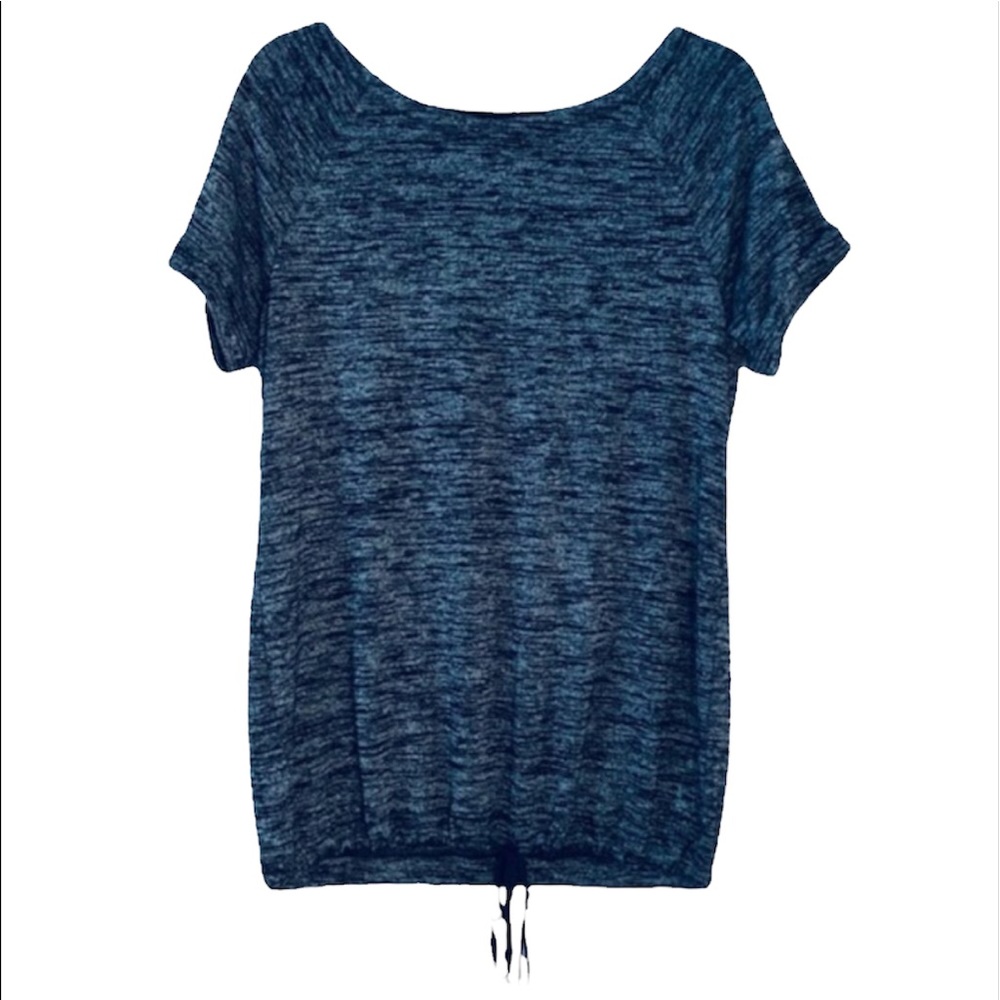 LOU & GREY | Heather Knit Charcoal Gray Tie Bottom Cozy Short Sleeve Shirt